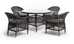 "Дольче" обеденная группа из искусственного ротанга, цвет графит