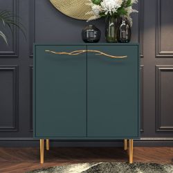 Комод Арт Колор matte Стайл Голд с 2 полками Зеленый бирюзовый матовый