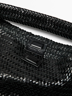 Massimo Dutti Большая плетеная сумка-шопер из кожи наппа, черный