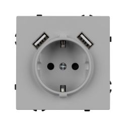 Механизм розетки с USB зарядкой SCT-NOBE-MUAA-SFPL-IS (230V, 16A) (Arlight, Никель) 059443