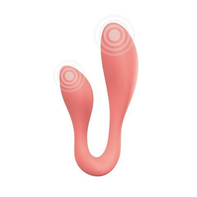 Персиковый интерактивный вибростимулятор для пар Couple Secrets 2.0 APP (Цвет: персиковый)