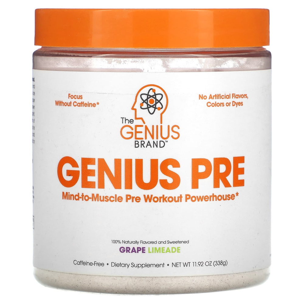 The Genius Brand, Genius Pre, виноградный лаймад, 344 г (12,13 унции)