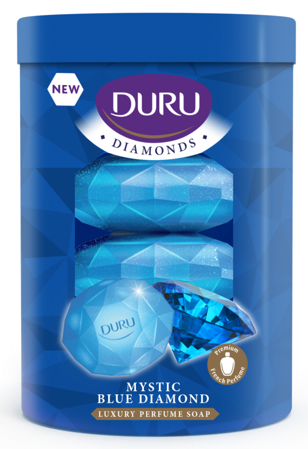DURU Мыло туалетное, DIAMONDS, Таинственный сапфир, 360гр., (4шт по 90гр), блок 16шт., ДУРУ