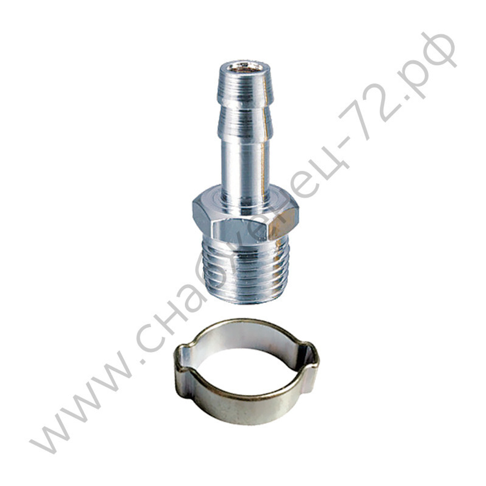 FUBAG Переходник 1/4 дюйма М на елочку 10мм с обжимным кольцом 10x15мм