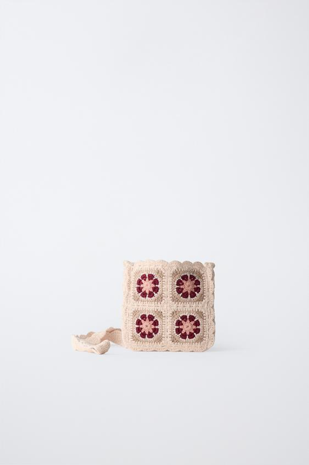 ZARA СУМОЧКА ИЗ КРУЖЕВА КРОШЕ С ЦВЕТОЧНЫМ УЗОРОМ, СВЕТЛО-БЕЖЕВЫЙ