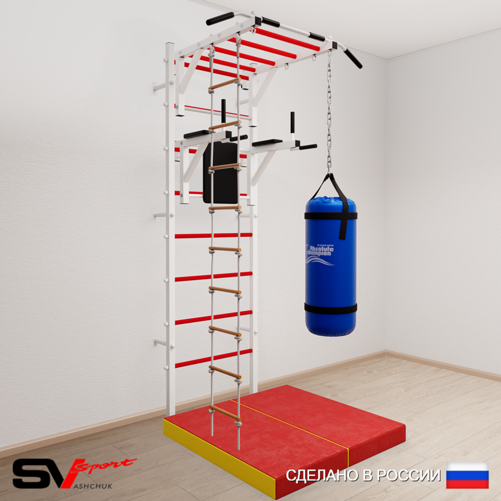 Шведская стенка Sv Sport 5427 (Турник рукоход/Брусья/Лестница/Цепь/Мешок 30кг/Мат 1м)