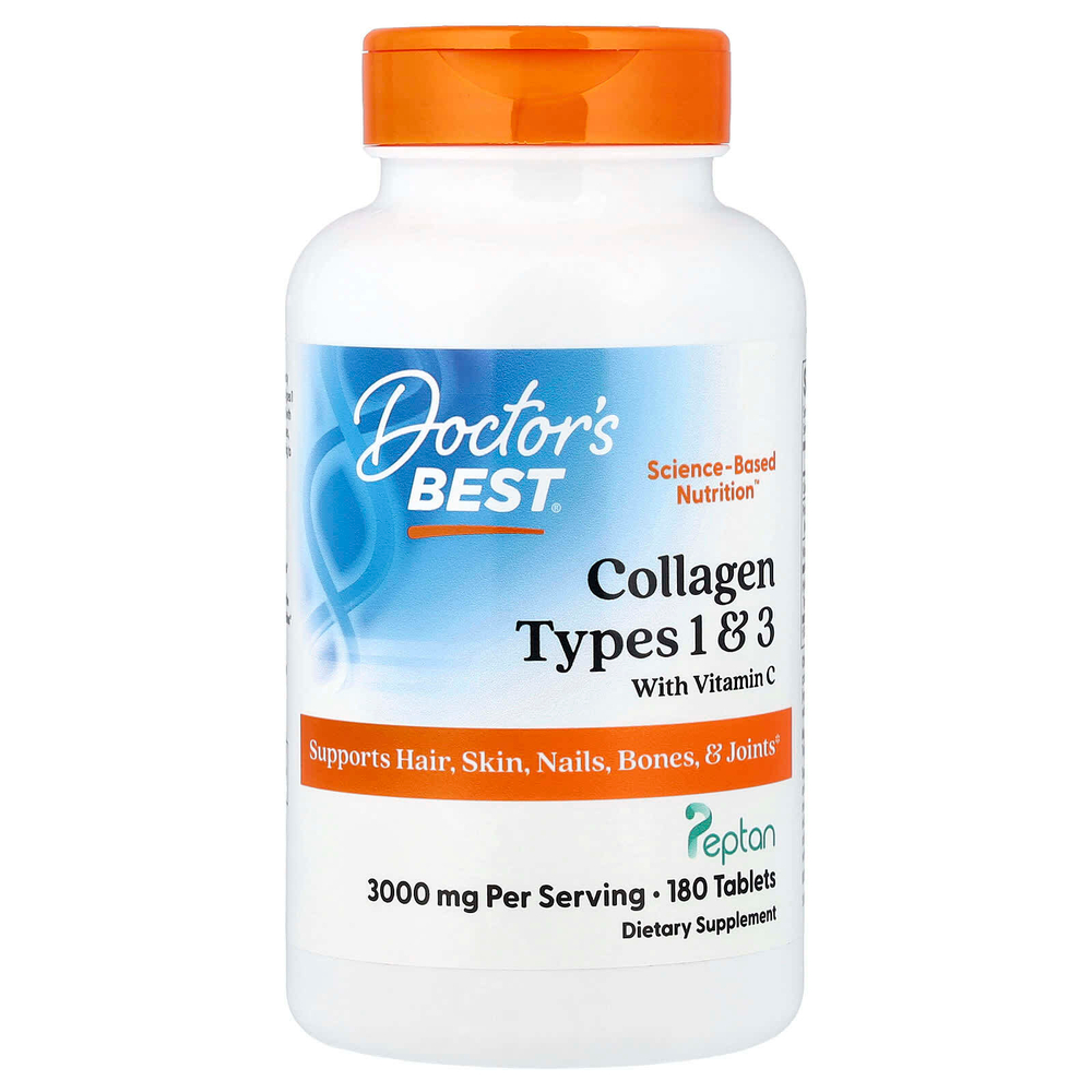 Doctor's Best, коллаген типа 1 и 3 с витамином C, 180 таблеток