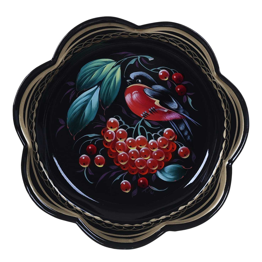 Жостовский поднос декоративный, размер 18 см (A1), металлический