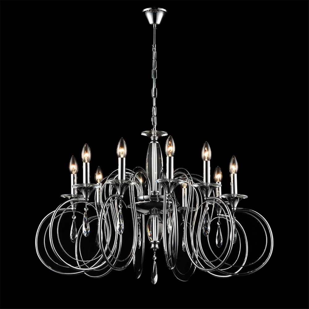 8032/10 CLASSI LN26 084 хром, металл/хрусталь Люстра подвесная Е14 10*40W 220V LAOKA