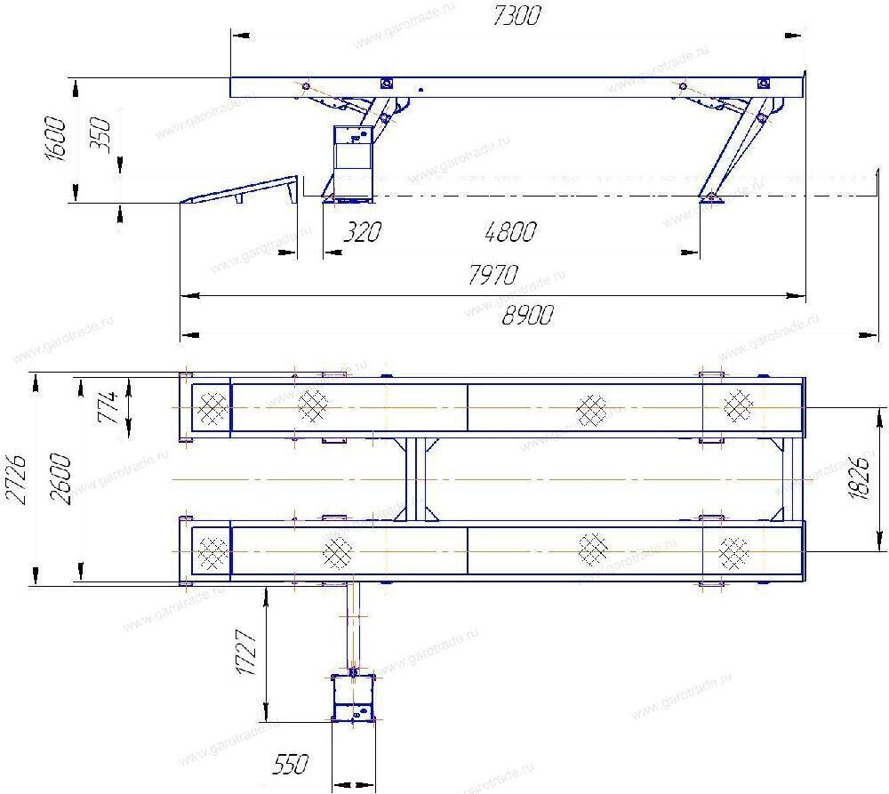 Подъемник платформенный параллелограммный без рамы в основании ГП 24 т 24Г272М1