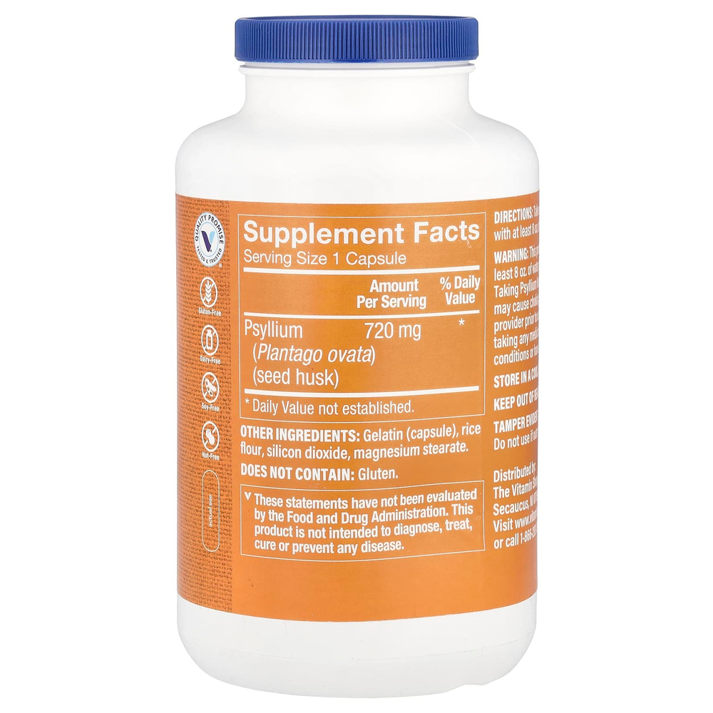 The Vitamin Shoppe, Шелуха семян подорожника, 600 капсул (720 мг на капсулу)