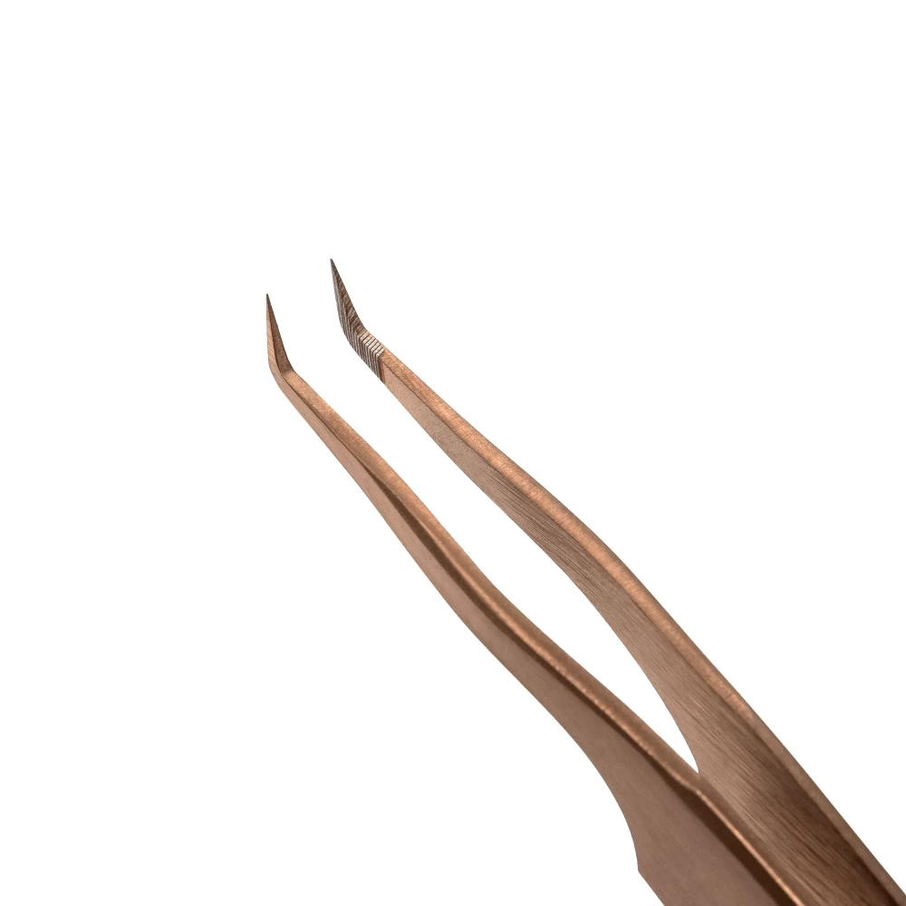 Пинцет для наращивания ресниц Lovely NanoFiber, серия Grace Elegante Bronze, тип L 5 мм