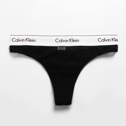 Женские трусы стринги черные в сетку Calvin Klein Women Modern Cotton