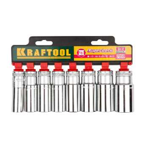 Набор торцовых головок удлинённые 1/2", 16-27 мм 8 предметов KRAFTOOL, 27865-H8_z01