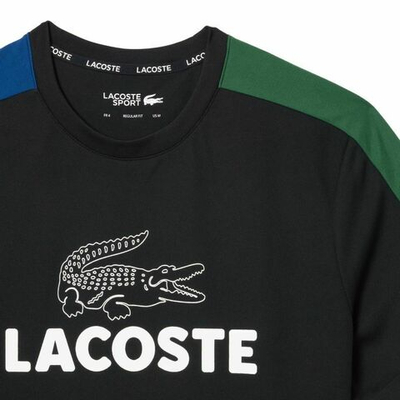 Мужская теннисная футболка Lacoste Ultra-Dry Printed Colour-Block Tennis T-Shirt - black/blue/green