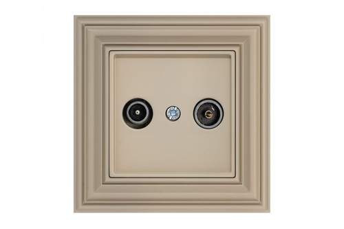 Розетка радиоточка + ТВ оконечная кремовая омбре LIREGUS RETRO