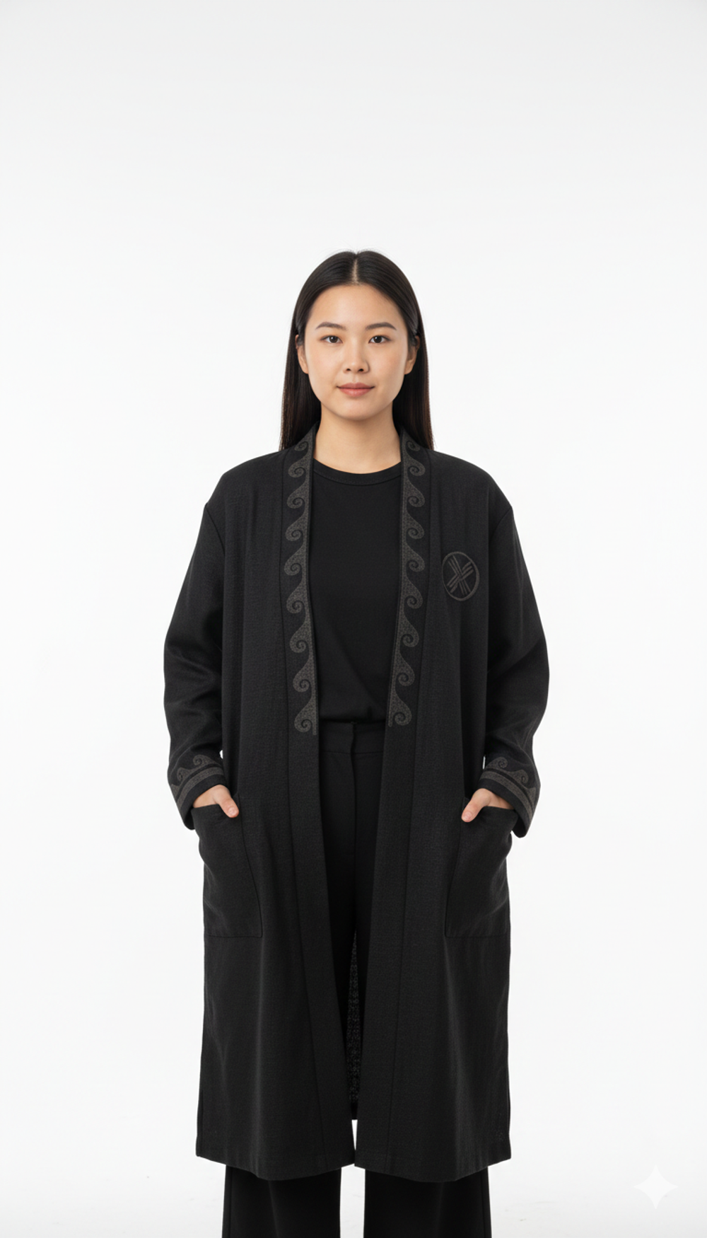 Шапан льняной длинный OYU TOLQYN BLACK