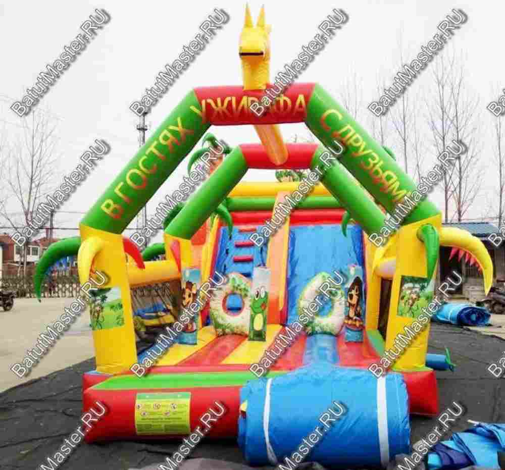 Коммерческий надувной батут "В гостях у жирафа", 9x4x5 м