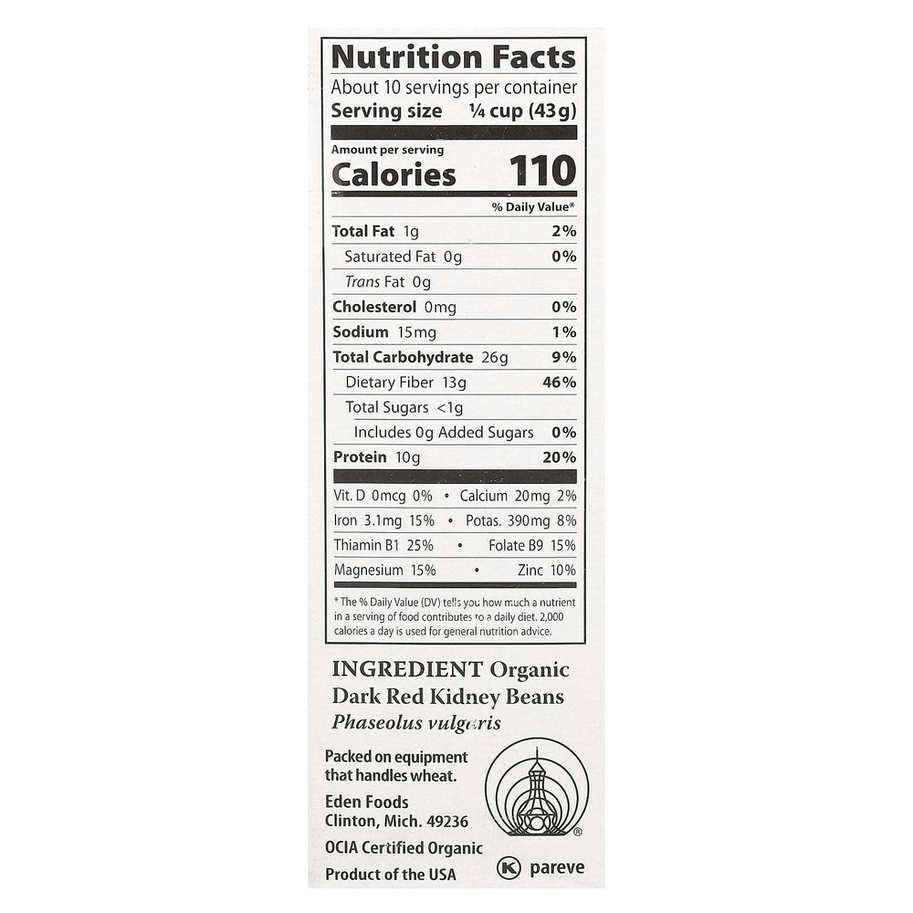 Eden Foods, органическая фасоль, 454 г (16 унций)