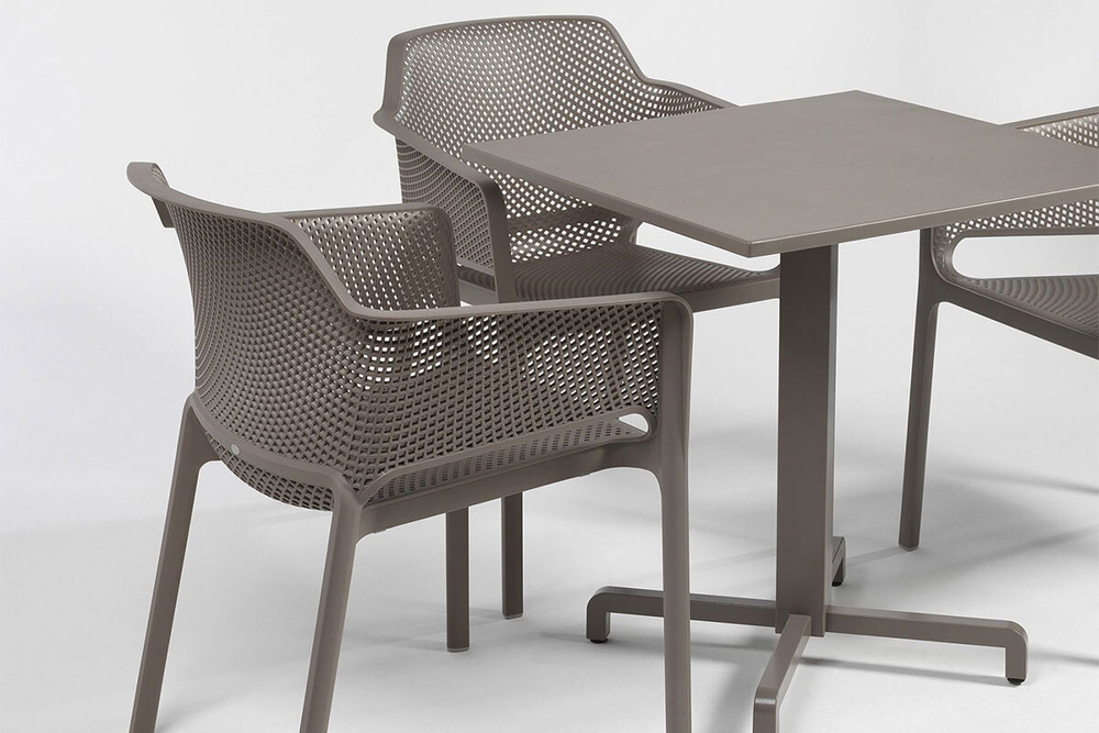 Стул-кресло Net, тортора, с серой подушкой