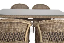 "Амароне" обеденная группа из искусственного ротанга на 6 персон, цвет соломенный