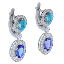 Серьги с Танзанитами, Цирконами и Бриллиантами, Е0022-2/1