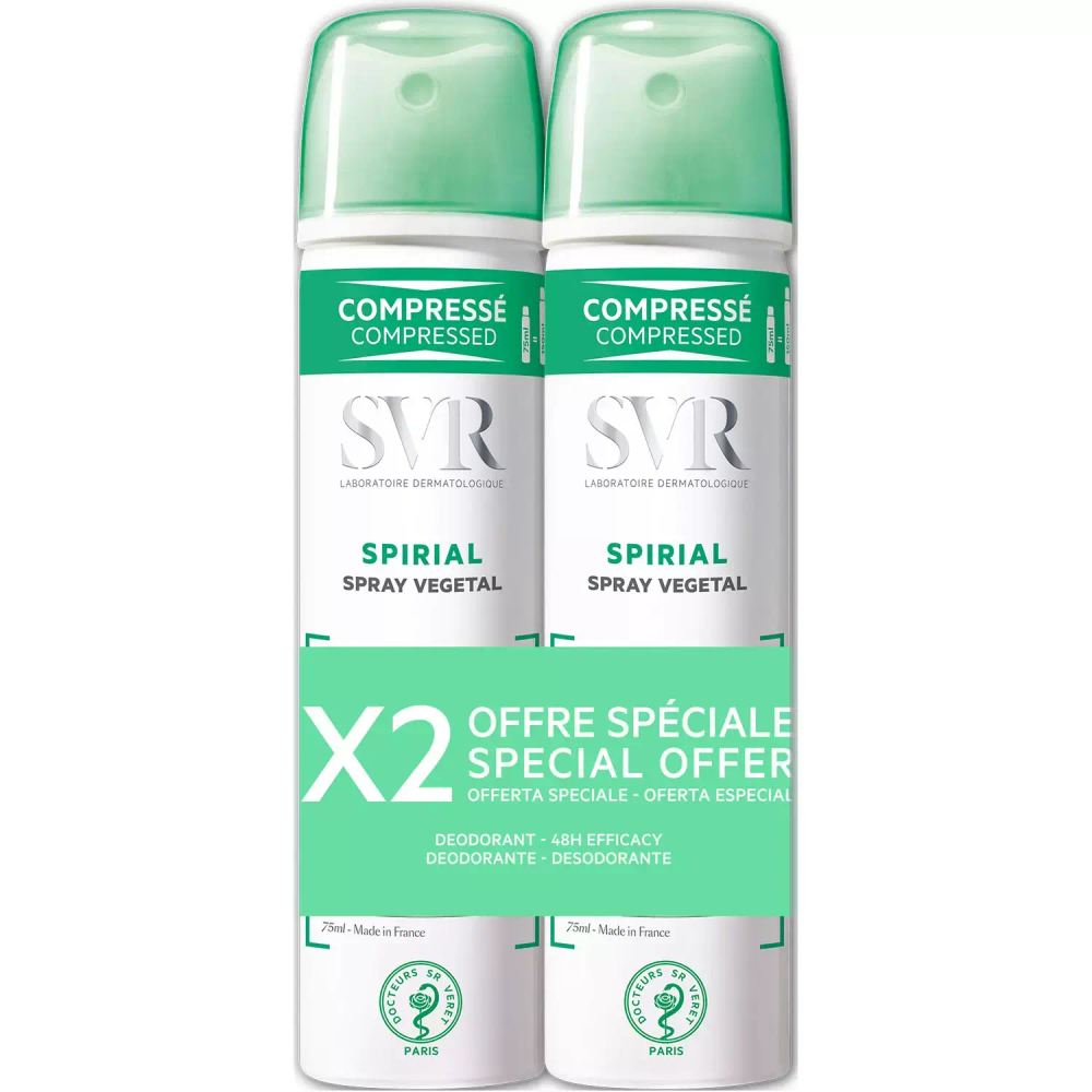 SVR Сдвойка Спириал Спрей дезодорант растительный Spirial Spray Vegetal 75 млx2