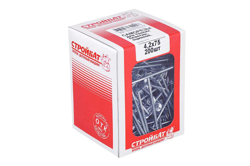 САМОРЕЗЫ СТРОЙБАТ ДЛЯ ТОНК/ПЛАСТИН ОЦИНК 4,2Х75 200ШТ