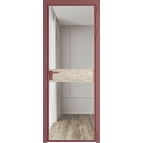 Алюминиевая дверь 6AG красный антрацит остеклённая со вставкой