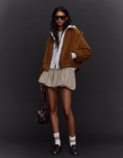 BERSHKA Бомбер из искусственной замши, цвет верблюжьей шерсти