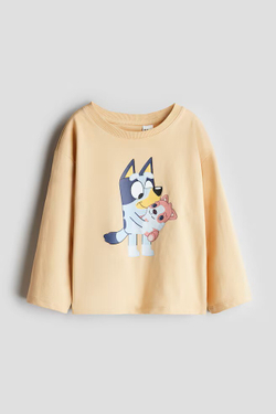 H&M Футболка из хлопка с принтом, бежевый