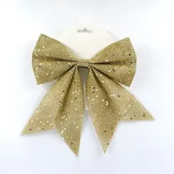 Бант Бриджит 20x24 см., 1 шт., золото с пайетками, Christmas DeLuxe (86831)