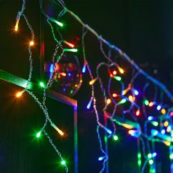 ULD-B6007-200-STK MULTI IP44 Бахрома светодиодная со статическим свечением. 6м. Соединяемая. 200 светодиодов. Разноцветный свет. Провод прозрачный. ТМ Uniel