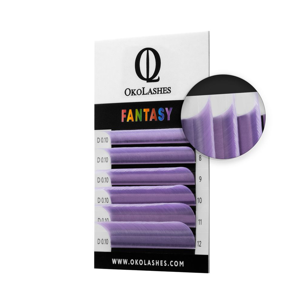 Фиолетовые лавандовые ресницы OkoLashes Fantasy MINI MIX - 6 линий