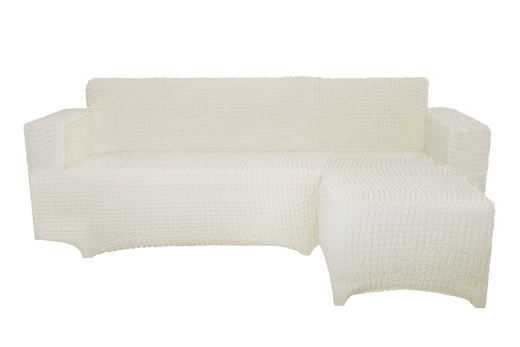 Чехол Модерн на угловой диван с выступом справа, цвет Слоновая кость