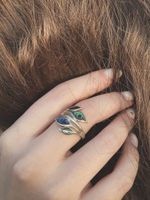 Кольцо ЛИСТЬЯ, серебро/перламутр