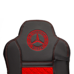 Чехлы Mercedes AXOR после 2014 года Высокие сиденья (экокожа, черный, красная вставка)