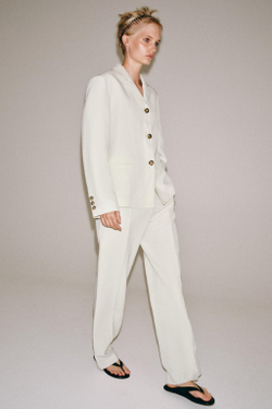 ZARA ПРЯМОЙ БЛЕЙЗЕР ИЗ ЛЬНЯНОЙ СМЕСИ — ZW COLLECTION, ЦВЕТ ЛЬДА