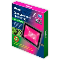 ULF-P42-50W-SPBR IP65 180-260V BLACK Прожектор для растений светодиодный. Спектр для рассады и досвечивания в период роста. Цвет черный. TM Uniel
