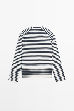 Massimo Dutti свитер с V-образным вырезом, натуральный/кремовый