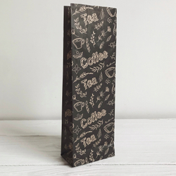 Крафт пакет "Coffee&Tea", 7х4х21 см (чёрный)