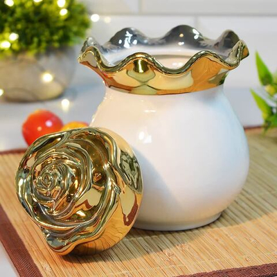 Баночка для сладостей 650мл "Роза" белая LR 12073