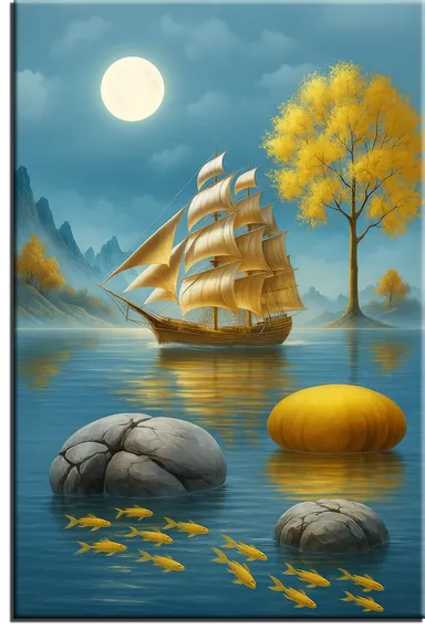 Постер "Красочный корабль"