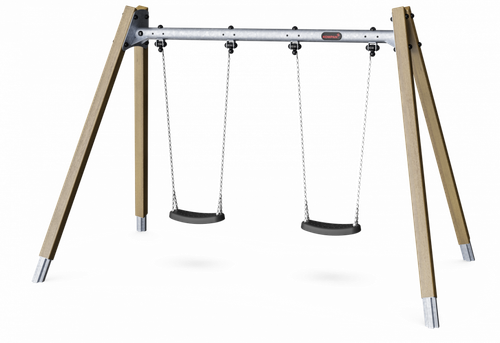 Двойные качели, Н=2,0 м, твёрдая древесина