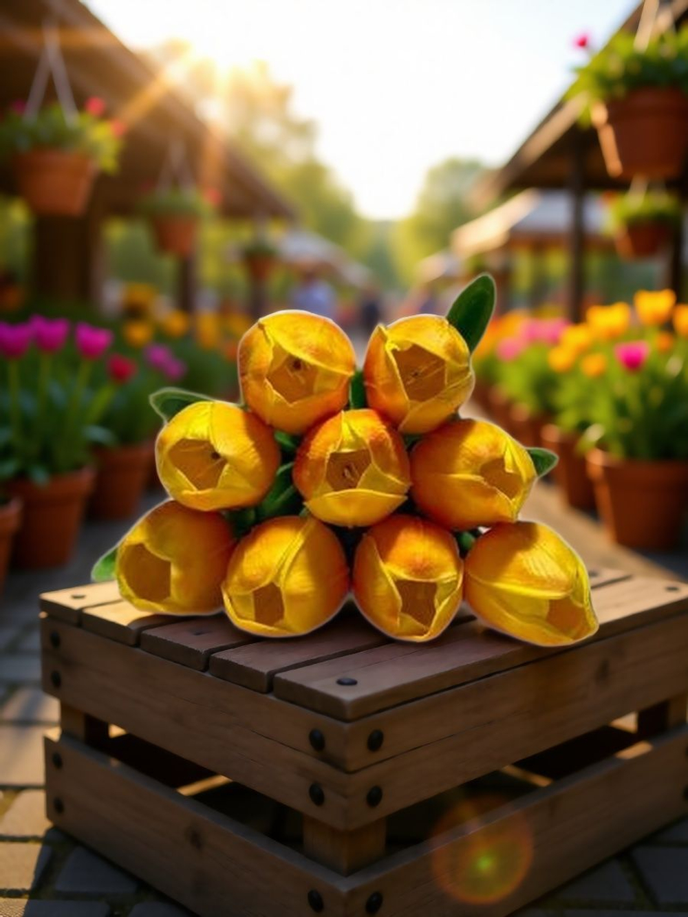 Искусственные цветы, желтые подсолнухи / Высота 44 см. 9 стебелей 9 бутонов/