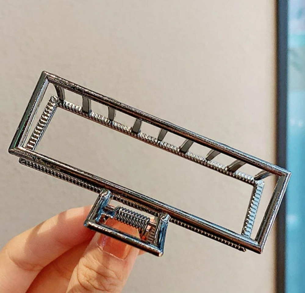 Заколка Краб для волос. Металл. Цвет Серебро. Квадратная. Усиленная