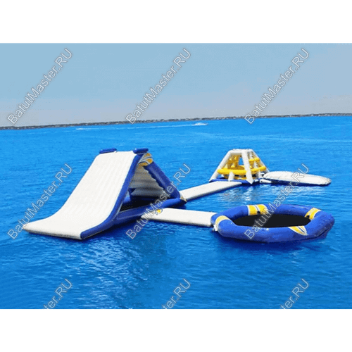 Надувной аквапарк на воде «Сумасшедшие горки» 8×6×2,5 м