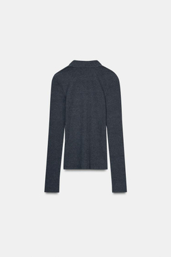 ZARA ТОП В РУБЧИК С V-ОБРАЗНЫМ ВЫРЕЗОМ, УГОЛЬНЫЙ