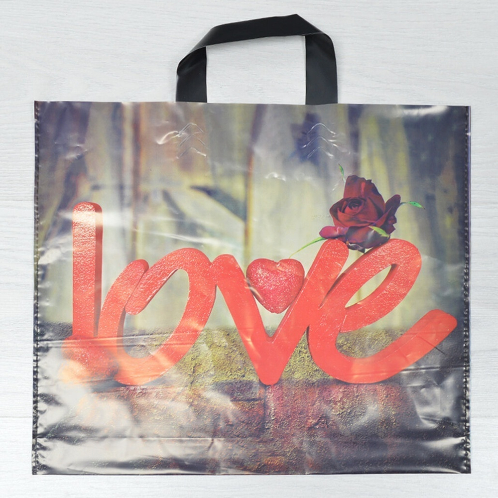 Пакет ПЭ с петлевой ручкой 38*34+3см "О любви" (50шт)