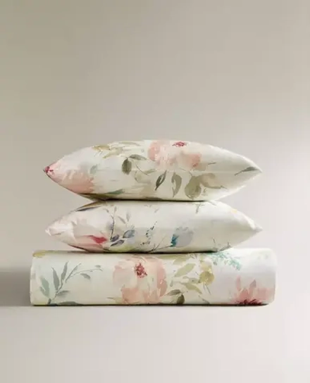 ZARA HOME ПОДОДЕЯЛЬНИК С ПРИНТОМ, ЭКРЮ